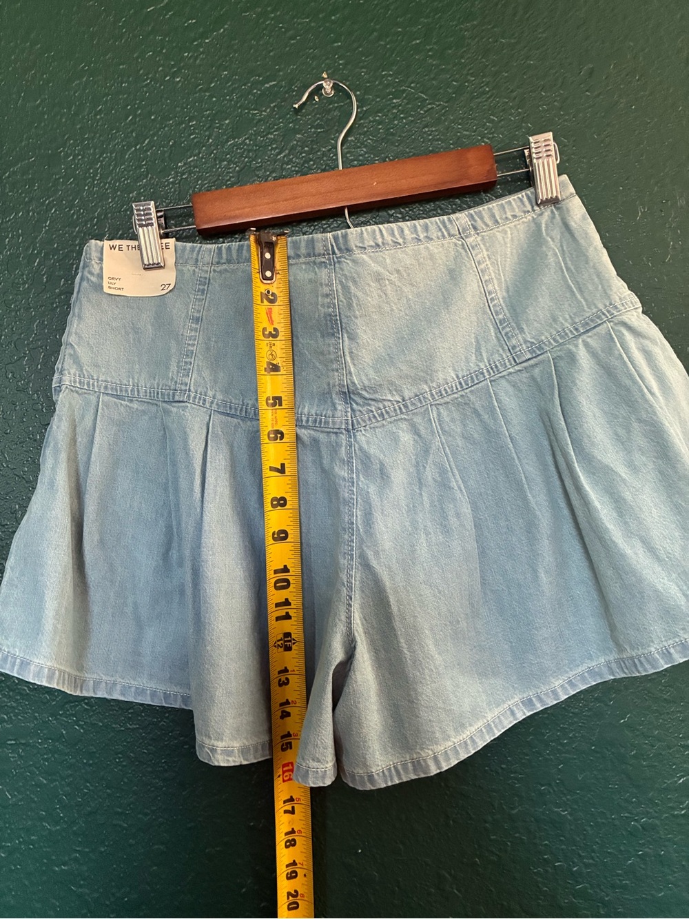 We The Free Light Blue Pleated Denim Skort NWT 27 - Picture 4 of 10